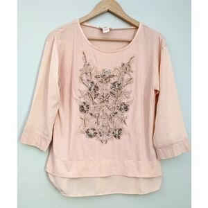Sundance Pale Peachy Pink Embellished Sequin Top